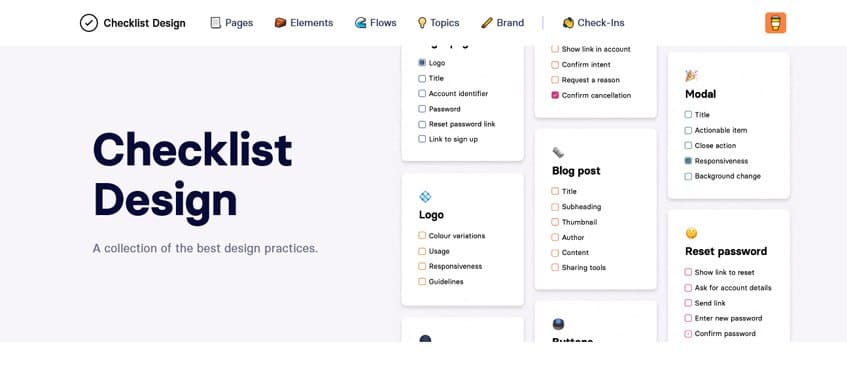 Impresión de pantalla de Checklist Design